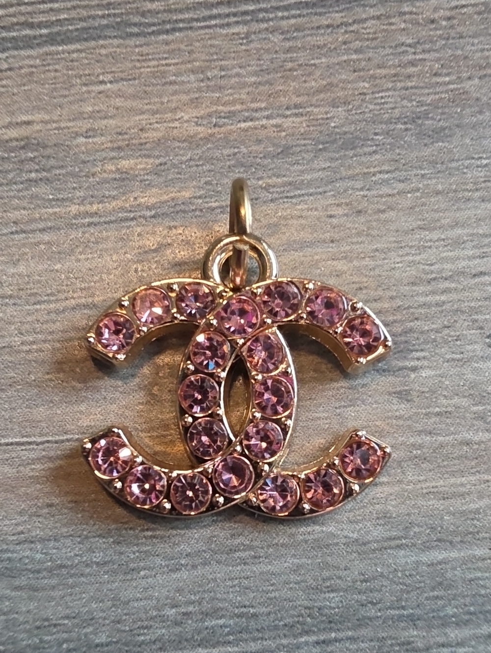 Chanel Pink Crystal Interlocking CC Pendant